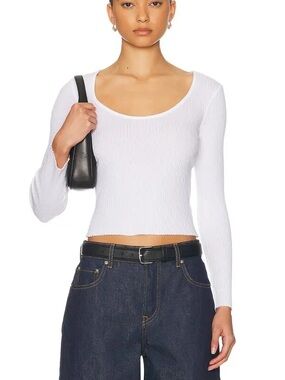 Enza Costa silk knit ballet top in white